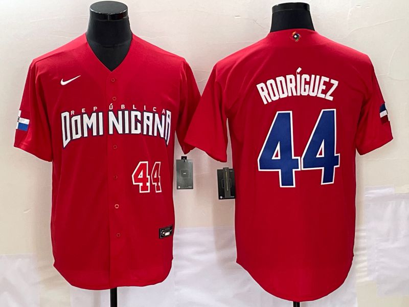 Men 2023 World Cub Dominicana #44 Rodriguez Red Nike MLB Jersey2